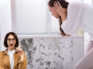 macchie di muffa in casa e ragazza che ha idea